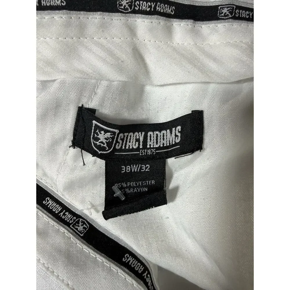 STACY ADAMS SOLID DRESS PANTS – TIMELESS WHITE SOPHISTICATION & COMFORT 38W32